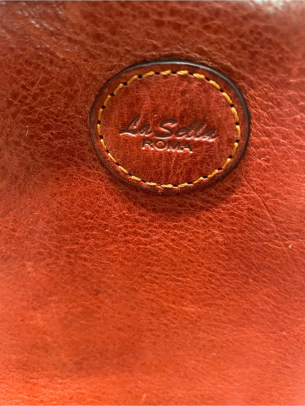 La Sella Roma Genuine leather fold over crossbody shoulder bag- cognac brown